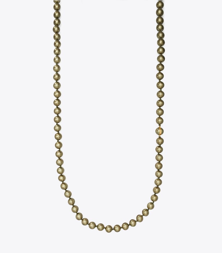 Tory Burch designer colliers Collier de perles convertible dans Green/Gold de face