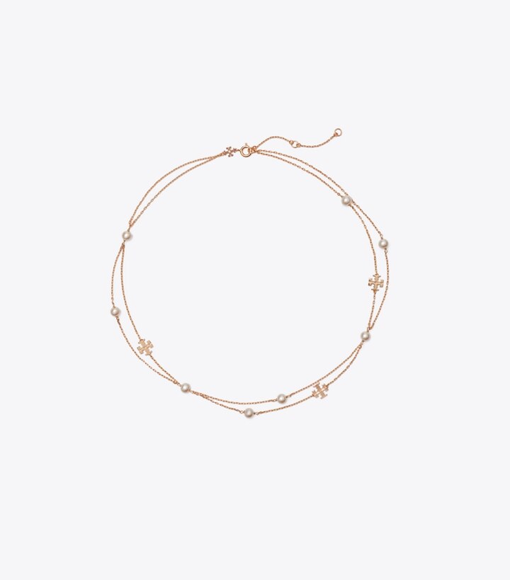 Tory Burch designer colliers Collier de perles double Moondance in Tory Gold / Cream front