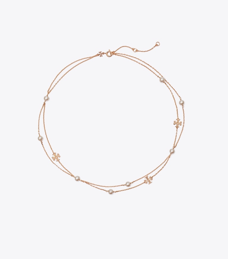 Tory Burch designer colliers Collier de perles double Moondance in Tory Gold / Cream front