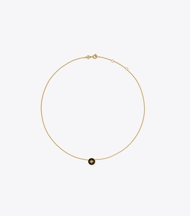 Tory Burch designer colliers Collier Icon à pendentif en émail in Tory Gold / Black front