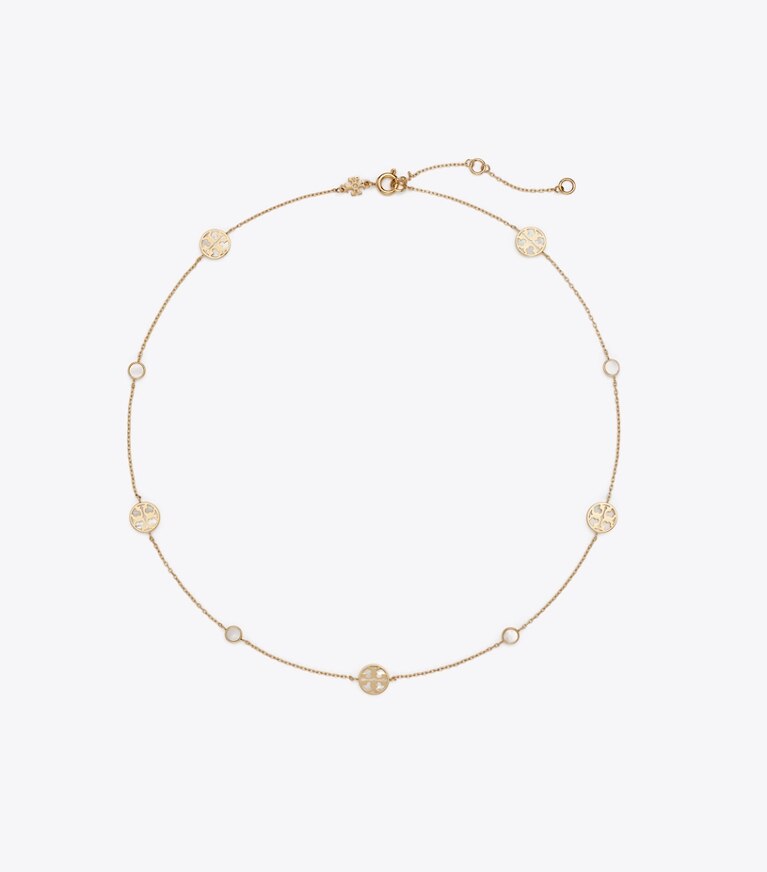 Tory Burch designer colliers Collier Icon en nacre dans Tory Gold / Mother of Pearl de face