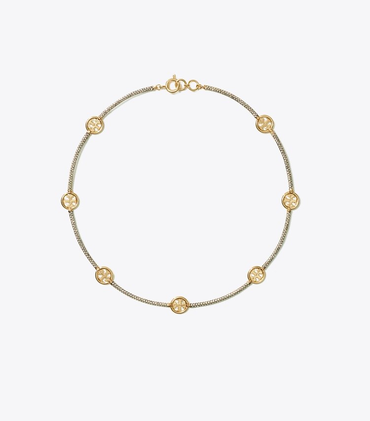 Tory Burch designer colliers Collier Icon Pavé dans Tory Gold / Crystal de face
