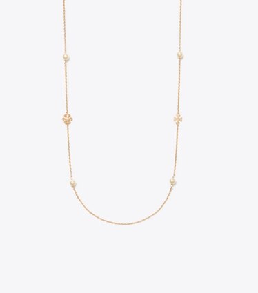 Tory Burch designer colliers Collier long à fleurs Moondance dans Tory Gold / Cream de face