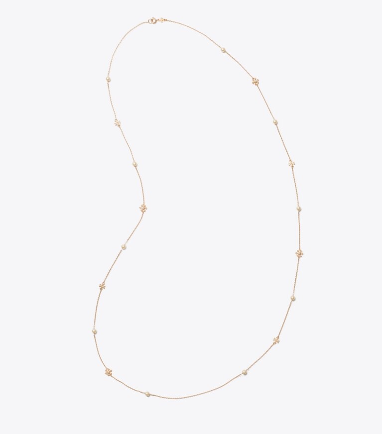 Tory Burch designer colliers Collier long à fleurs Moondance dans Tory Gold / Cream vue du dessus
