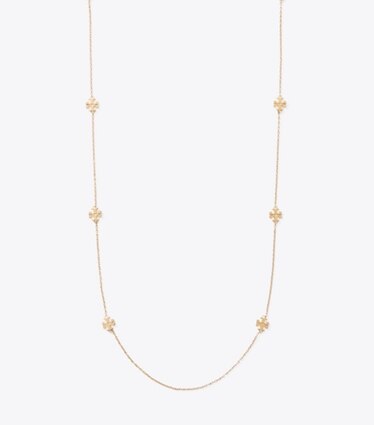 Tory Burch designer colliers Collier long Icon dans Tory Gold de face