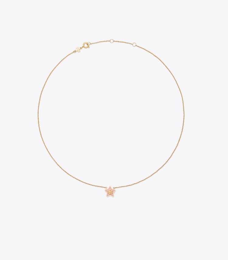 Tory Burch designer colliers Collier pendentif étoile Forget Me Not in Tory Gold / Pink Snow front