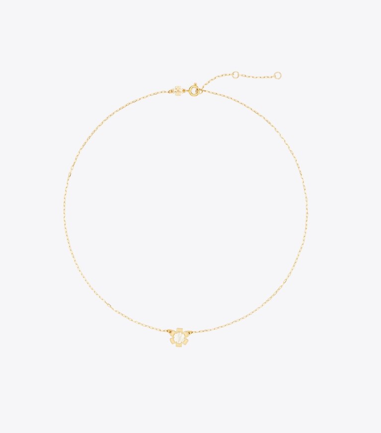 Tory Burch designer colliers Collier pendentif en nacre Forget Me Not in Tory Gold / Mother of Pearl front