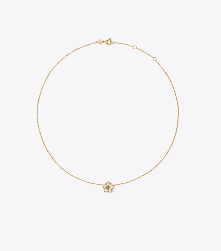 Tory Burch designer colliers Collier pendentif Forget Me Not dans Tory Gold / Mother of Pearl de face