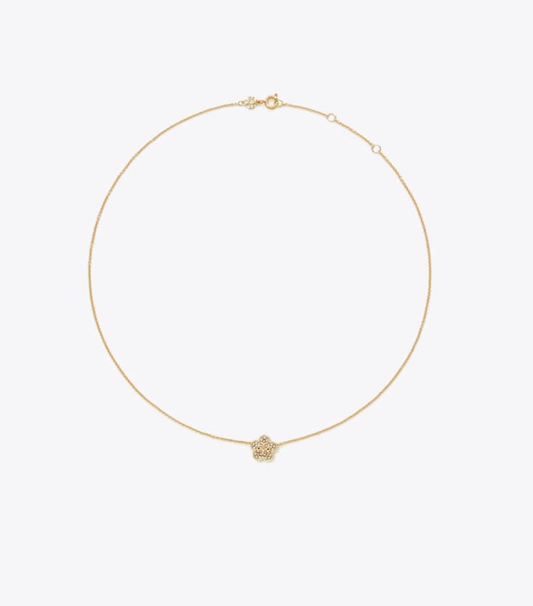 Tory Burch designer colliers Collier pendentif pavé Forget Me Not in Tory Gold / Crystal front