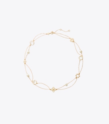 Tory Burch designer colliers Collier superposé Forget Me Not dans Tory Gold / Mother of Pearl de face