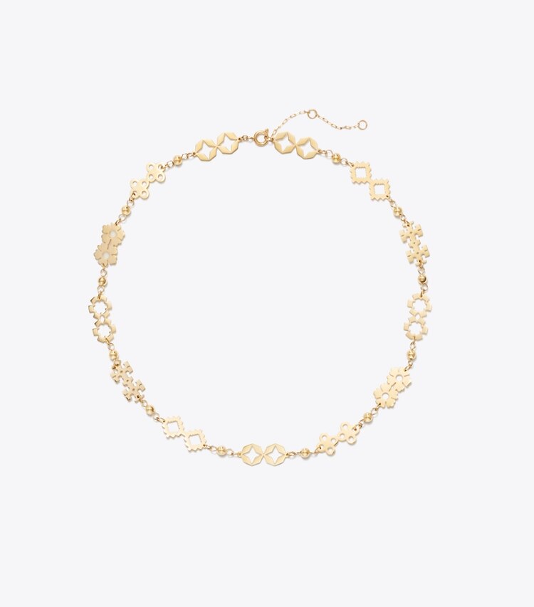 Tory Burch designer colliers Collier trèfle Forget Me Not dans Tory Gold de face