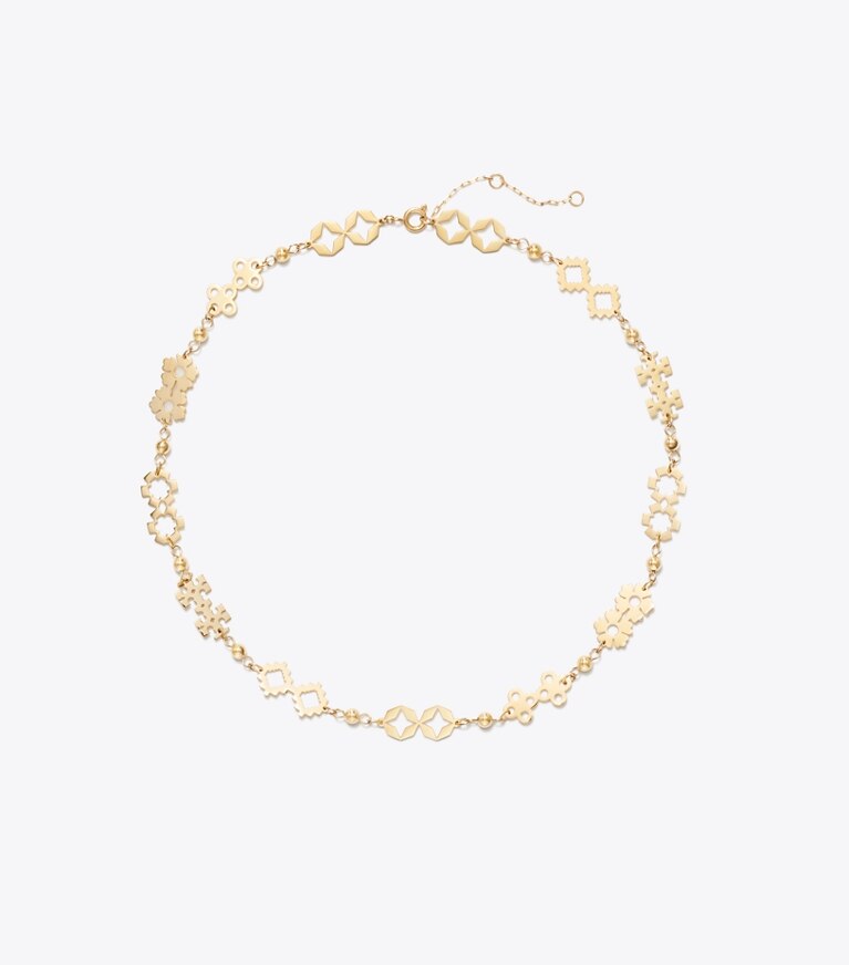 Tory Burch designer colliers Collier trèfle Forget Me Not dans Tory Gold de face