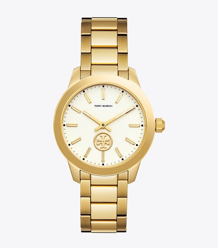 Collins Watch, Gold-Tone Stainless Steel/Ivory, 38 MM: Women's Designer  Strap Watches | Tory Burch