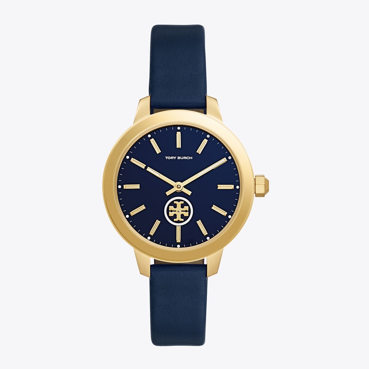 Collins Watch, Navy Leather/Stainless Steel, 38 MM: Women's Watches | Strap  Watches | Tory Burch EU