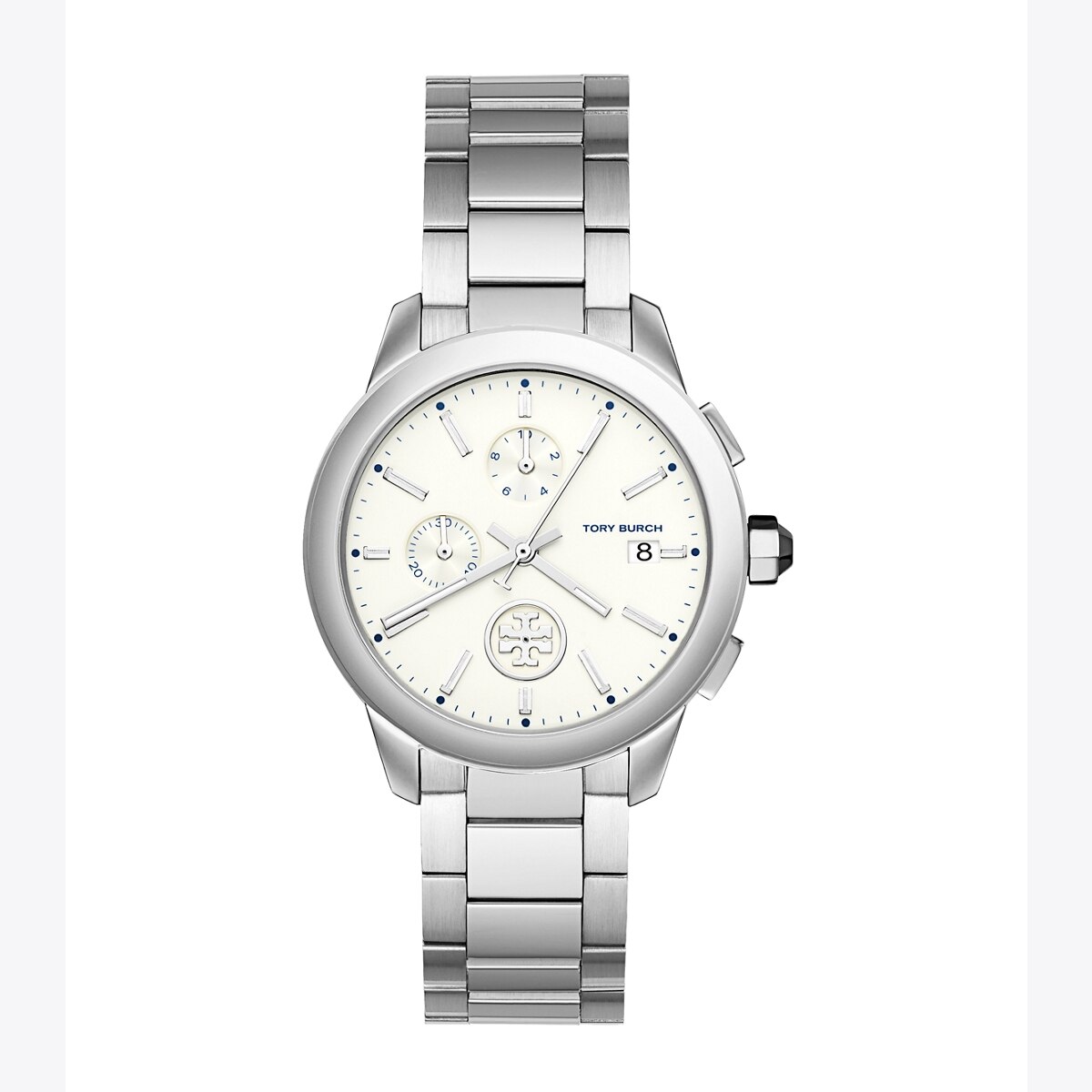 Collins Watch, Stainless Steel/Ivory Chronograph, 38 MM: Women's Designer  Strap Watches | Tory Burch