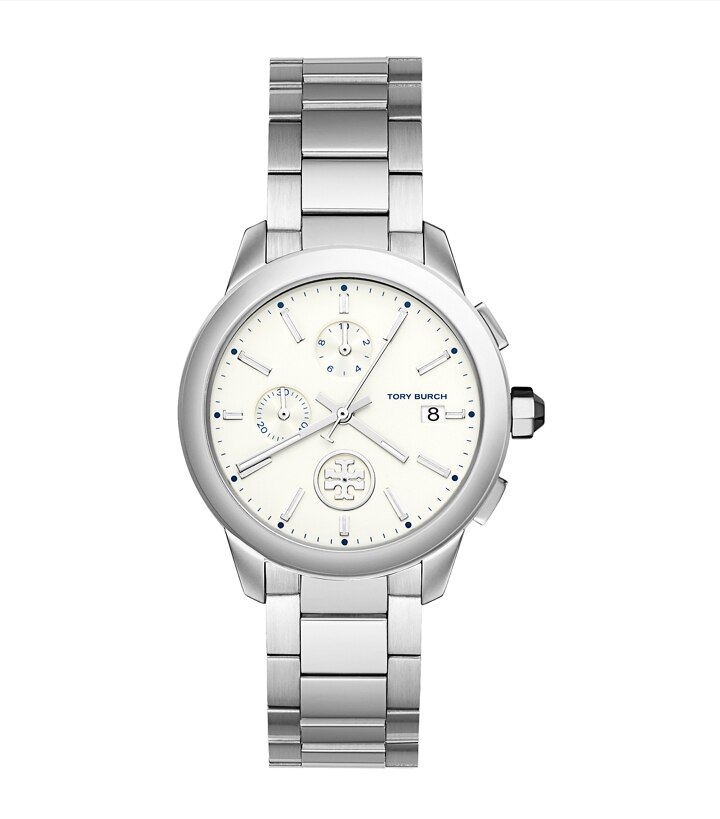 Collins Watch, Stainless Steel/Ivory Chronograph, 38 MM: Women's Watches |  Strap Watches | Tory Burch EU