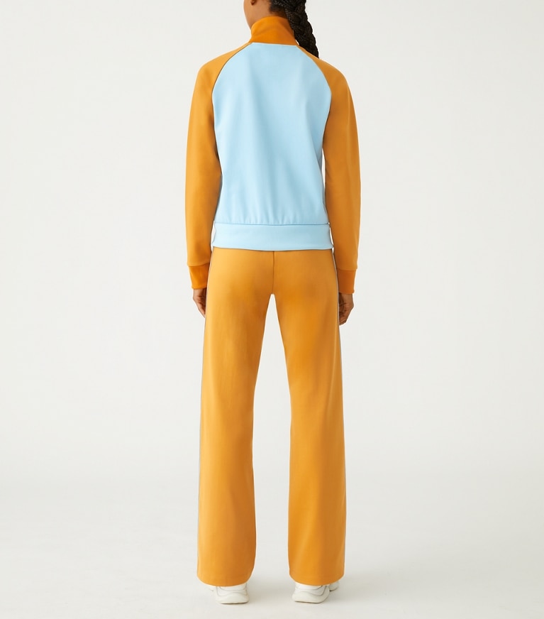 Tory Sport designer jackets Color-Block Double Knit Track Jacket in Pastel Blue / Ridge front