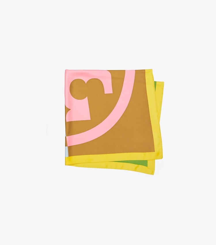Tory Burch designer scarves Color-Block Silk Square Scarf in Pink folded