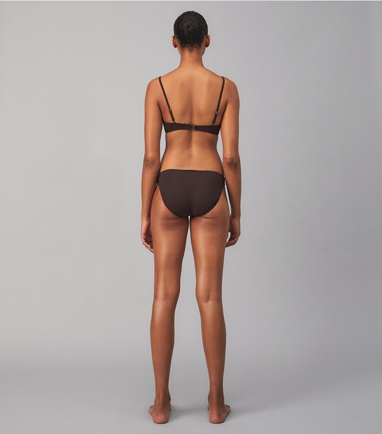 Tory Burch designer two pieces Color-Blocked Bikini Top in Tory Navy / Deep Chocolate front