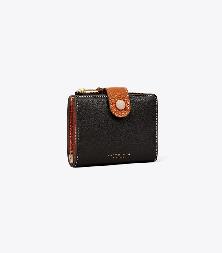 Tory Burch designer 財布 カラーブロック バイフォールド ウォレット in Black Multi angle