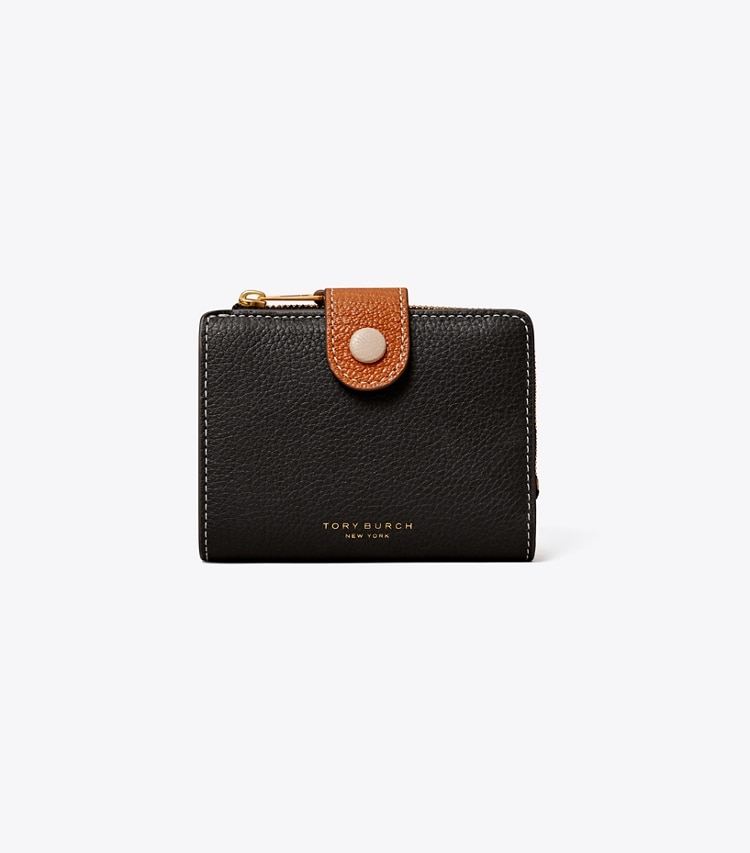 Tory Burch designer 財布 カラーブロック バイフォールド ウォレット in Black Multi front