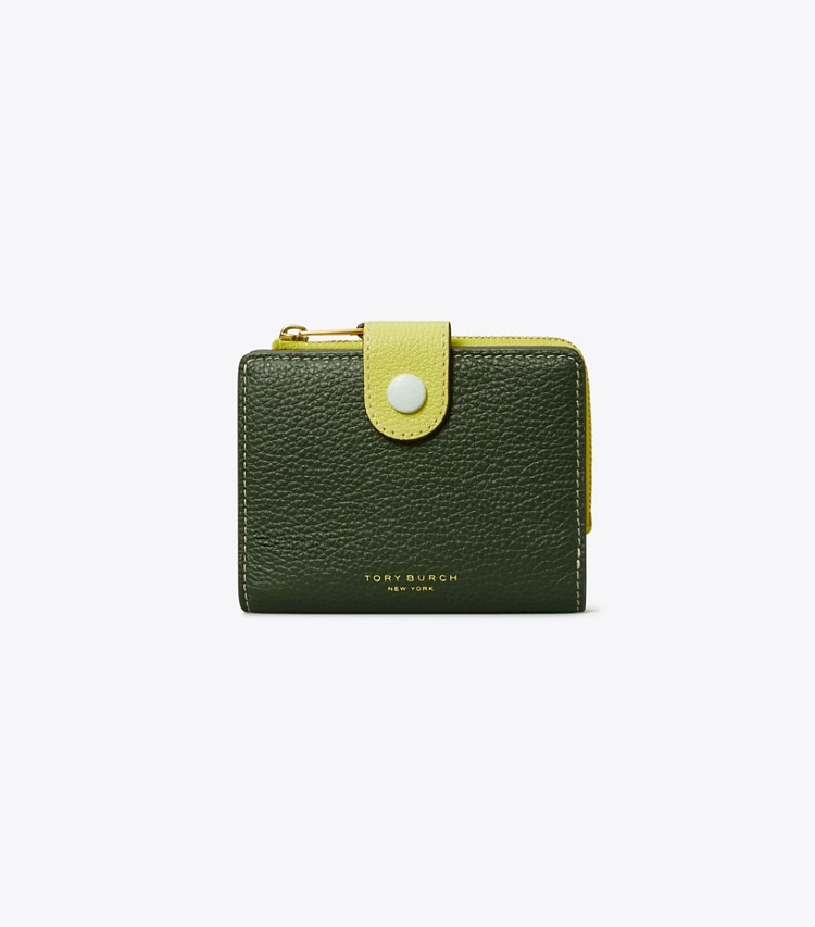 Tory Burch designer wallets Colorblock Bi-Fold Wallet in Basil Multi front