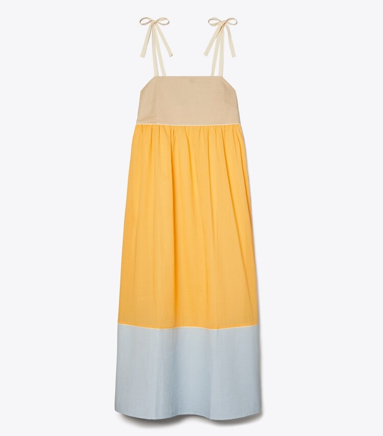 Tory Burch designer coverups Colorblock Dress in JACKFRUIT / Natural Khaki / Blue Mist front