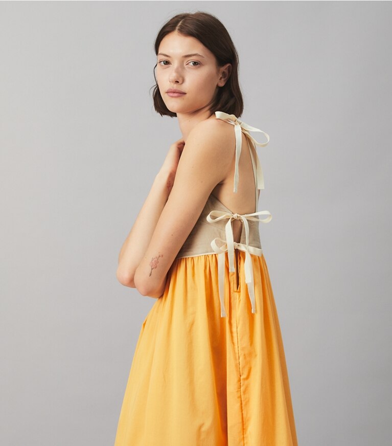 Yellow color block dress on sale