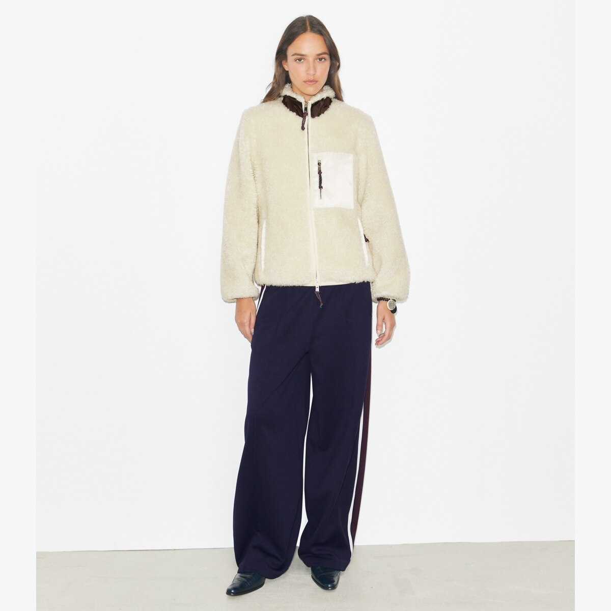Colorblock Fleece Jacket: Women's Designer Coats | Tory Burch