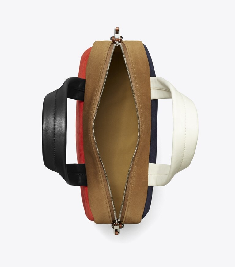 Tory Burch designer henkeltaschen Colorblock-Henkeltasche aus Wildleder in Multi angle