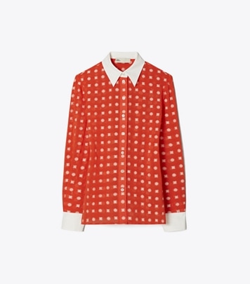 Tシャツ・カットソー Tory Burch SS23 POPLIN SHIRT (145139_100) Cotton Poplin Shirt: Women's Designer Tops | Tory Burch