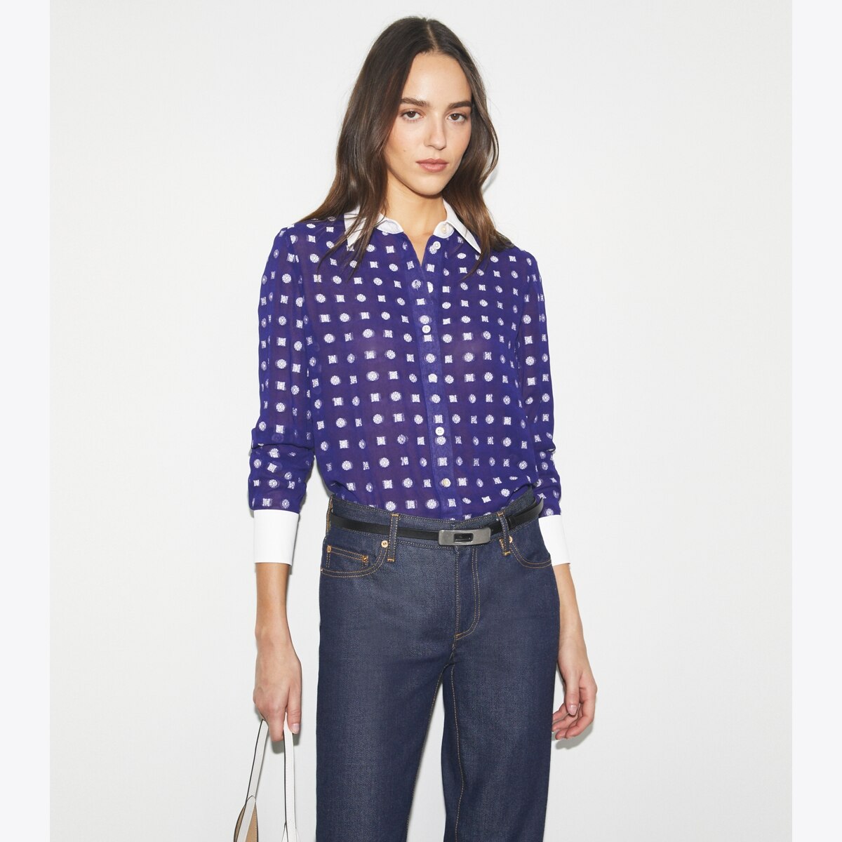 Colorblock Jacquard Shirt: Women's Clothing | Tops | Tory