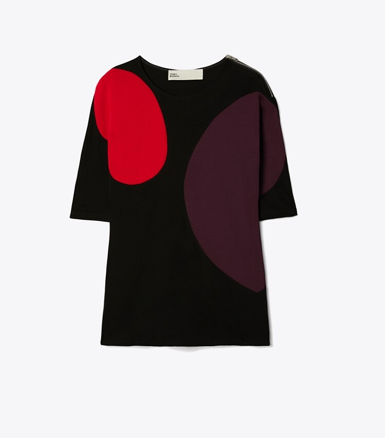 Tory Burch designer tops Colorblock Knit Top in Black front