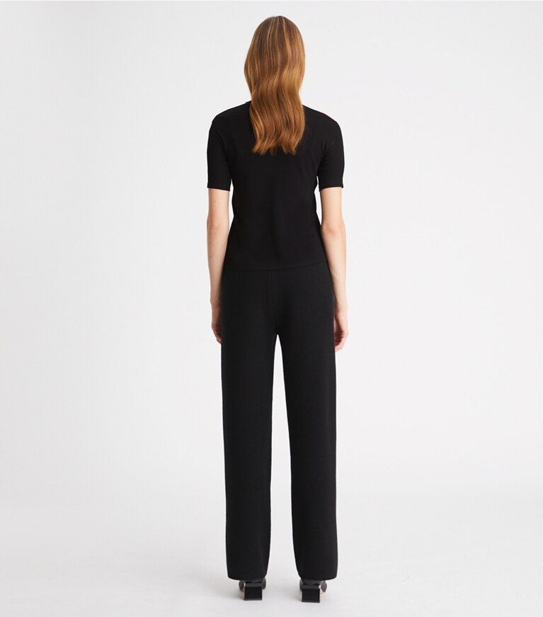 Tory Burch designer tops Colorblock Knit Top in Black front