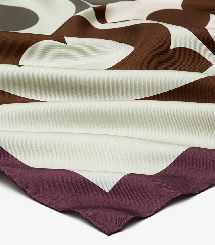 Tory Burch designer scarves Colorblock Logo Silk Neckerchief in Color Block Logo Pink detail