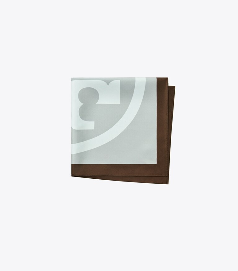 Tory Burch designer scarves Colorblock Logo Silk Neckerchief in Color Block Logo Blue overhead