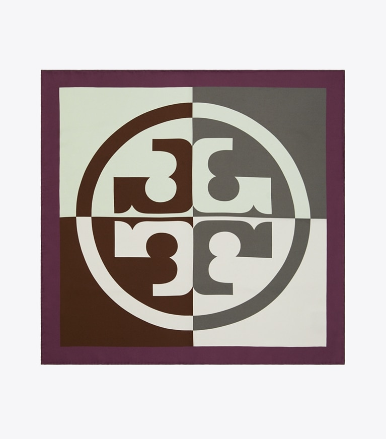Tory Burch designer scarves Colorblock Logo Silk Neckerchief in Color Block Logo Pink overhead