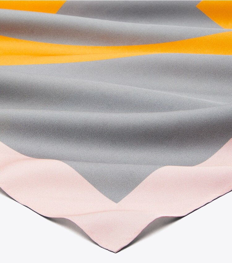 Tory Burch designer scarves Colorblock Logo Silk Square in Color-Block Logo Square - Orange detail