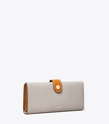 Tory Burch designer wallets Colorblock Long Wallet in Bay Gray Multi angle