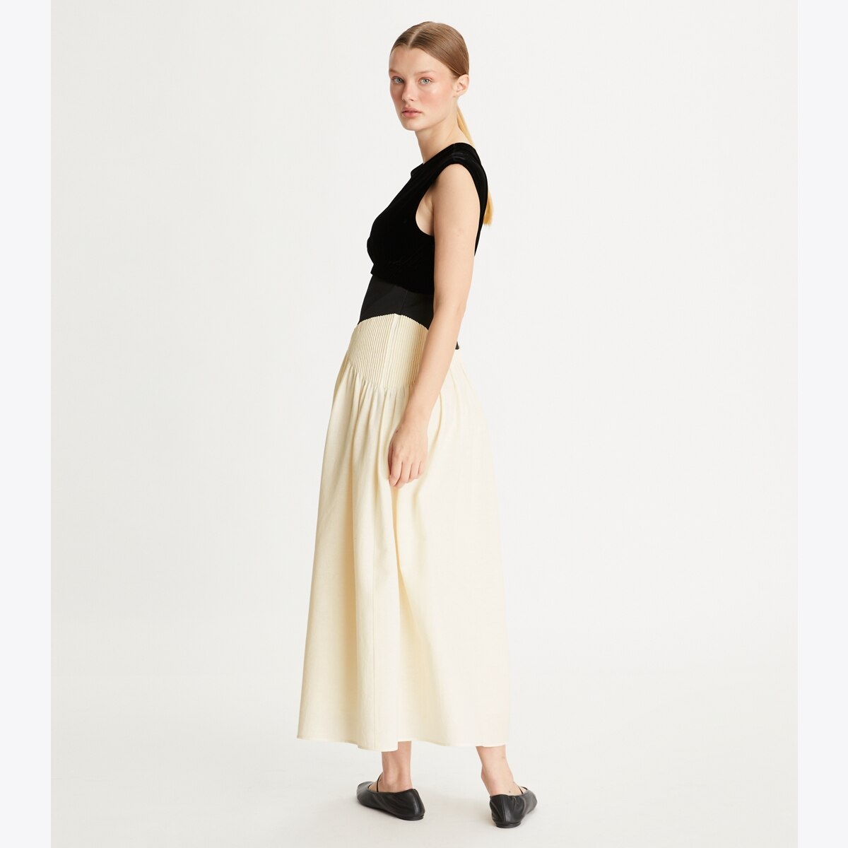Colorblock Pleated Dress: Women's Designer Dresses | Tory Burch