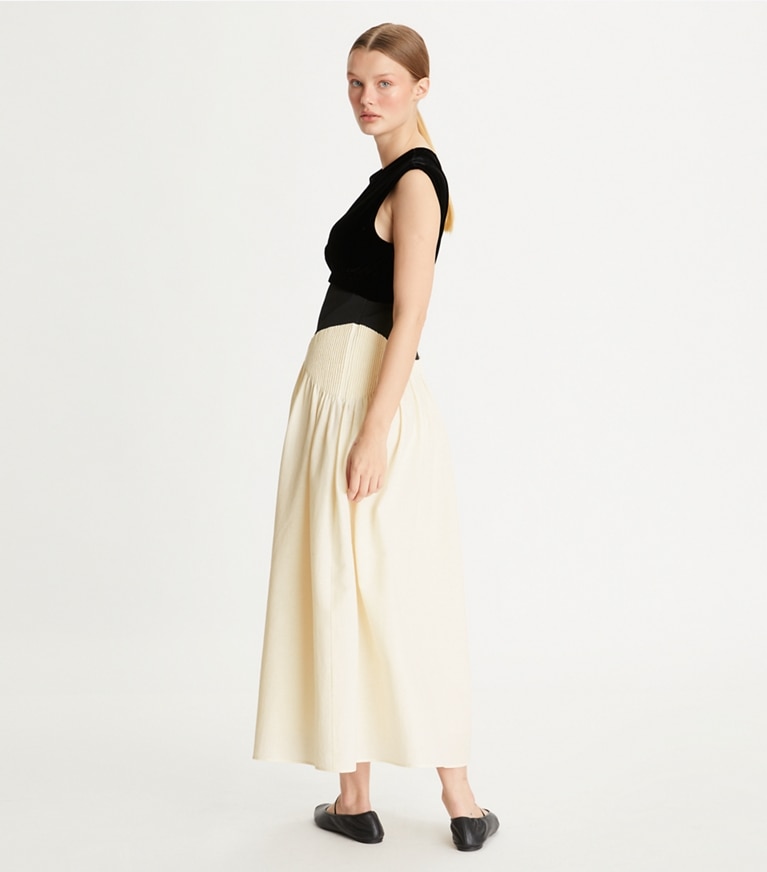 Colorblock Pleated Dress Women s Designer Dresses Tory Burch