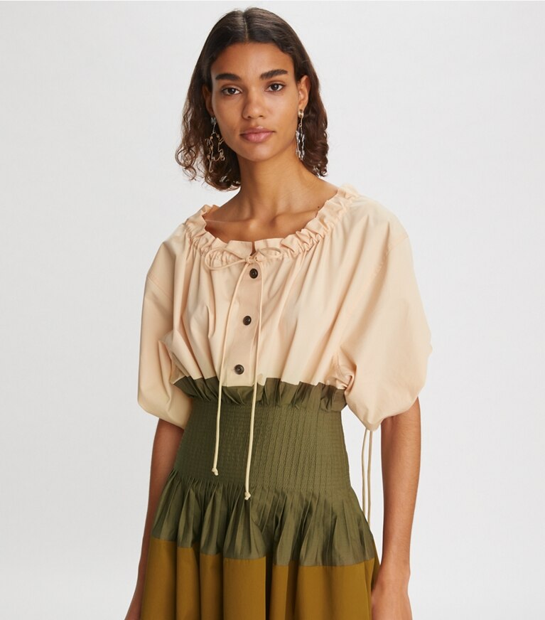Colorblock Poplin Dress Women s Designer Dresses Tory Burch