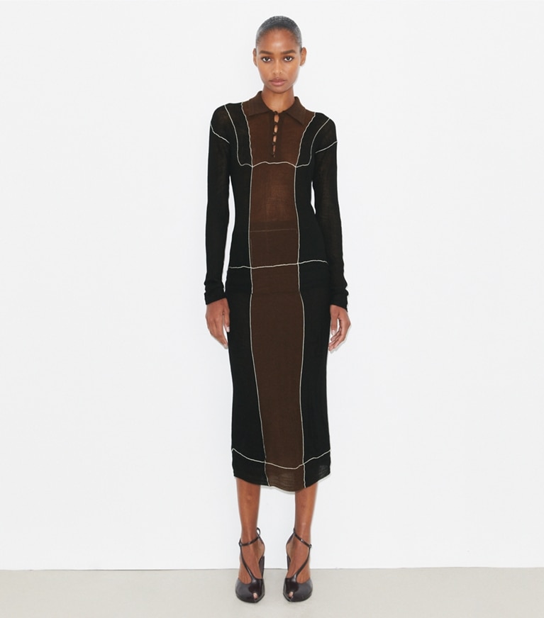 Tory Burch designer strickware Colorblock-Pullover aus Wolle in Black / Chocolate front