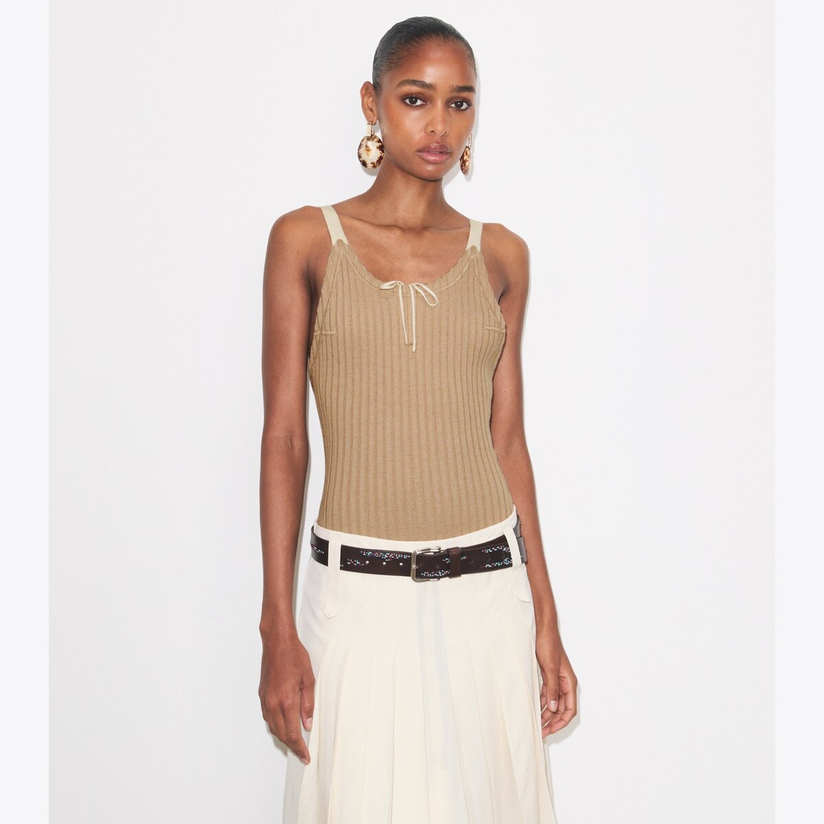 Colorblock Ribbed Bodysuit: Women's Designer Sweaters | Tory Burch