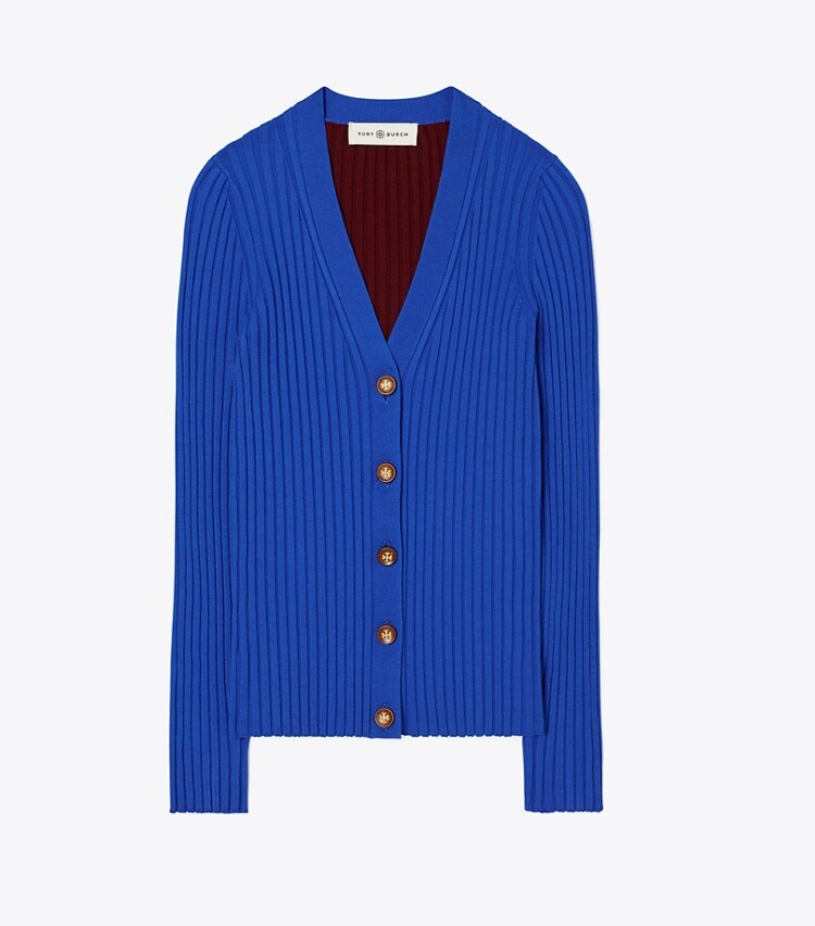 Colorblock Ribbed Cardigan: Women's Designer Sweaters