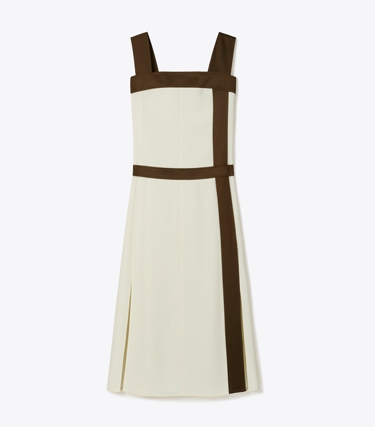 Tory Burch designer dresses Colorblock Satin Dress in New Ivory front