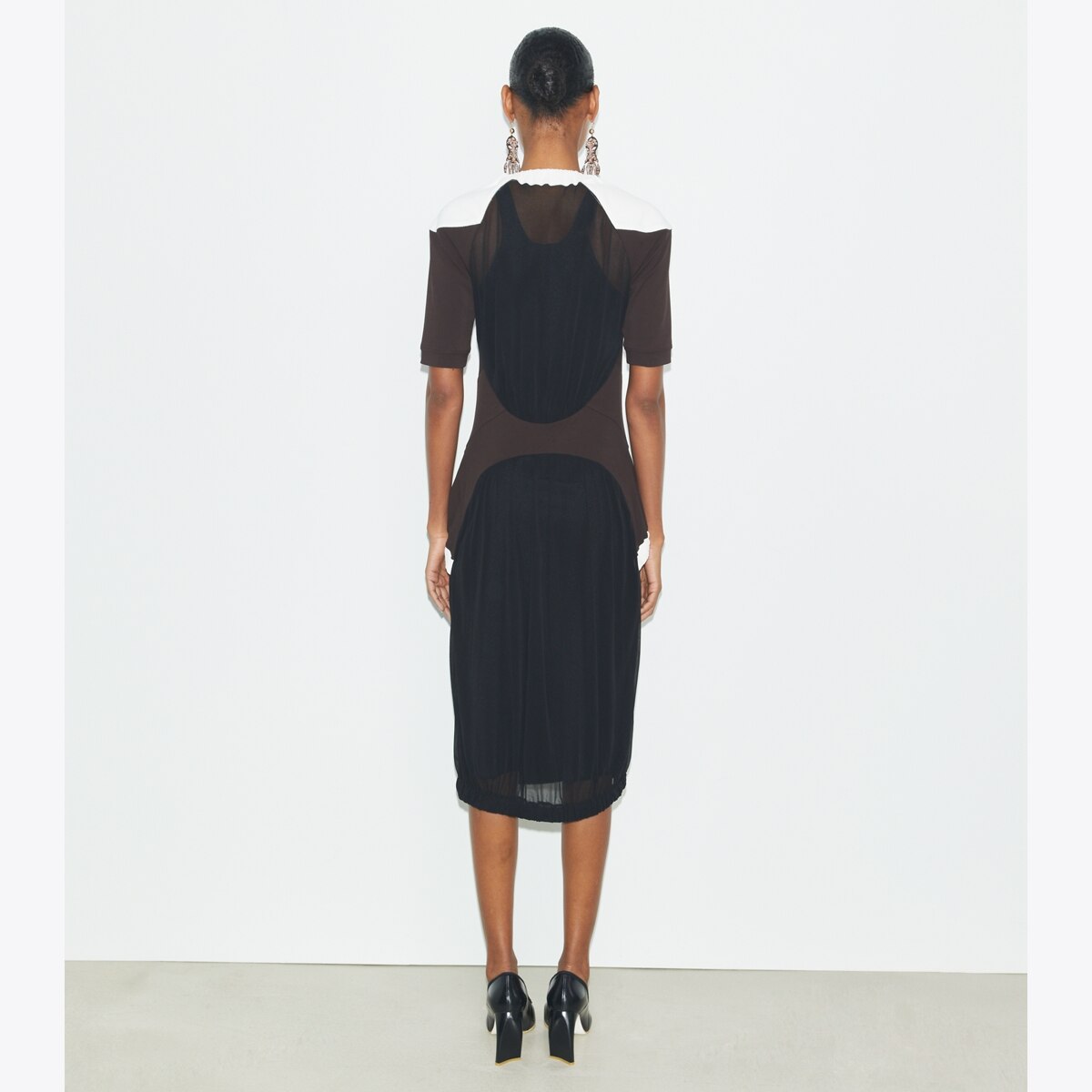 sheer jersey dress 1920S Black Sheer Silk Jersey Dress With Floral Embroidery