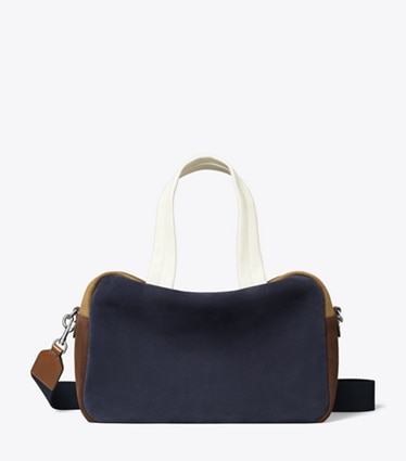 Tory Burch designer satchels Colorblock Suede Satchel in Multi front