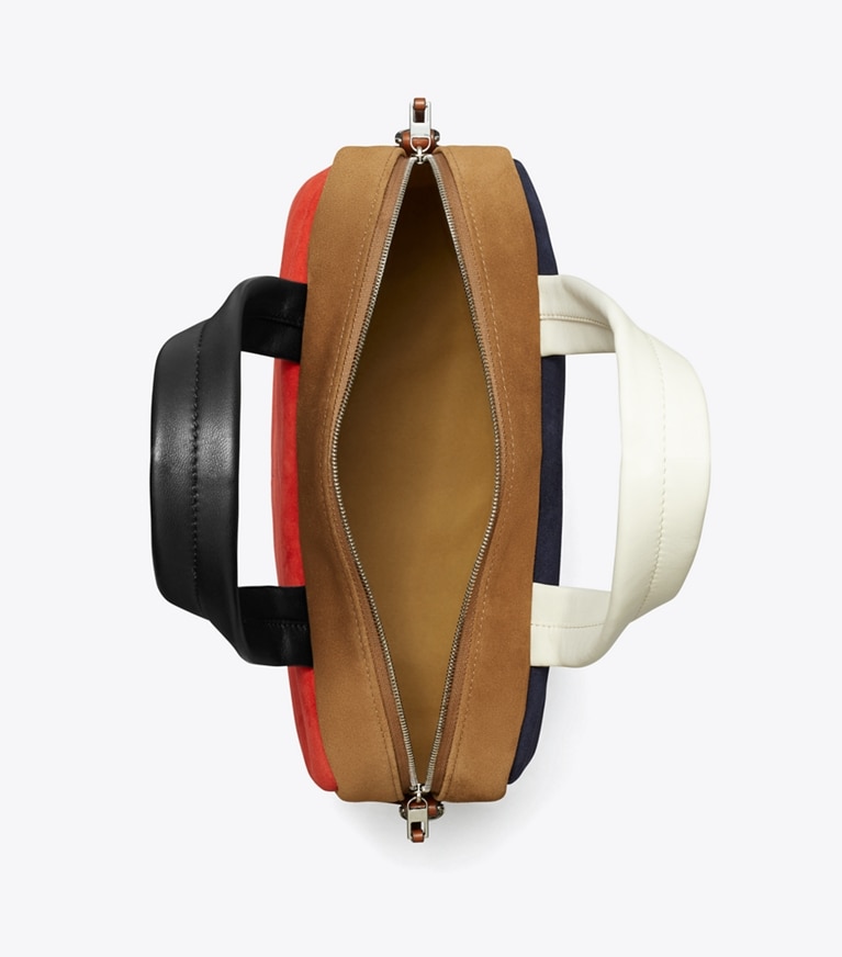 Tory Burch designer satchels Colorblock Suede Satchel in Multi angle