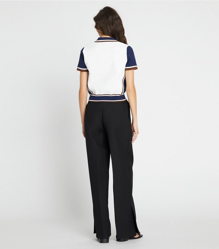 Tory Sport designer セーター カラーブロック セーター in Snow White / Tory Navy front